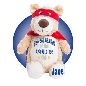Gute Besserung Geschenk für Blinddarm-Chirurgie - Personalisierter Blinddarm-Plüsch - Blinddarm-Chirurgie