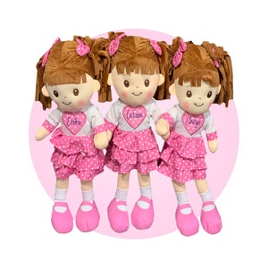 Schattige gepersonaliseerde poppen - Soft Body-poppen - perfect kerstcadeau, 1e lappenpop, cadeau voor klein meisje - cadeau voor kleindochters