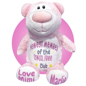 Mandel-Chirurgie Geschenk für Mädchen - Personalisierte Mandel 17 &quot;Teddybär - Mandel-Entfernung Geschenke - Mandel-Chirurgie-Geschenk - Tonsillektomie-Genesung-Kind