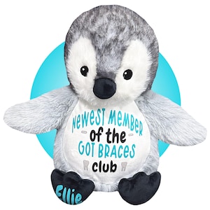 Gift for Kid Getting Braces - Personalized 17" Penguin Plush for Child With New Braces - Gift for Kid Going to Dentist - Dental Themed Gifts