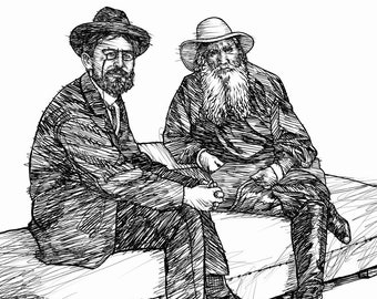 Anton CHEKHOV and Leo TOLSTOY ink portrait - POSTER - various sizes available! art print painting drawing writer author cherry orchard lev