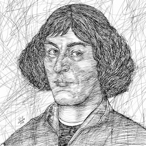 Mikołaj Kopernik, portret tuszem - Plakat - dostępne różne rozmiary! wydruk artystyczny rysunek malarstwo Kopernik rewolucja kopernikańska renesans