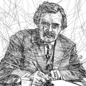 G. K. CHESTERTON ink portrait - Poster - various sizes available! art print drawing painting author book writer father brown gilbert keith