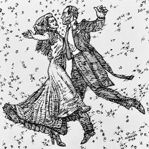 Fred ASTAIRE und Ginger ROGERS Tintenportrait - POSTER - verschiedene Größen erhältlich! Kunstdruck Tanz Tänzer Tänzer tanzen Schauspielerin Schauspieler