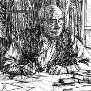 HENRY MILLER ink portrait - POSTER - various sizes available! art print painting drawing writer author tropic cancer writing studio book