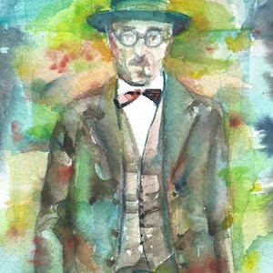 FERNANDO PESSOA watercolor portrait - POSTER - various sizes available - art print! writer author painting drawing