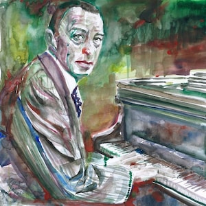 Ritratto ad acquerello di SERGEI RACHMANINOFF - POSTER - varie dimensioni! stampa artistica