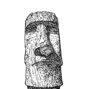 MOAI ink portrait - POSTER - various sizes available! art print easter isle island rapa nui monolith stone place monument landmark rock