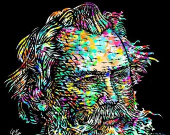 JOHANNES BRAHMS ink and watercolor portrait  - POSTER - various sizes available! print drawing art composer piano pianist symphony romantic