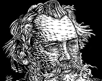 JOHANNES BRAHMS ink portrait  - POSTER - various sizes available! print drawing art composer piano pianist symphony romantic