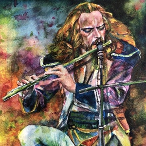 IAN ANDERSON Aquarell Portrait - POSTER - verschiedene Größen erhältlich! Kunstdruck Jethro Tull Flute Progressive Music Konzert Live Rock