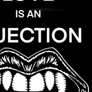LOVE Is An INJECTION - the vampire words .1 - POSTER - various sizes! print painting drawing illustration canine teeth tooth bloody dracula