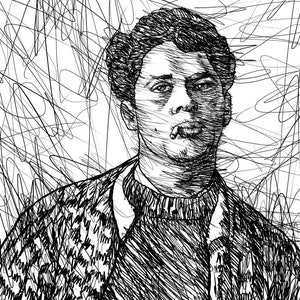 DYLAN THOMAS portret tuszem - PLAKAT - dostępne różne rozmiary! sztuka wydruk malarstwo rysunek pisarz książka poeta poezja autor ilustracja