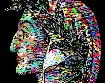 DANTE ALIGHIERI ink and watercolor portrait  - POSTER - various sizes available! print art writer poet poetry divina painting comedia comedy