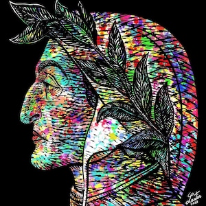 DANTE ALIGHIERI ink and watercolor portrait  - POSTER - various sizes available! print art writer poet poetry divina painting comedia comedy