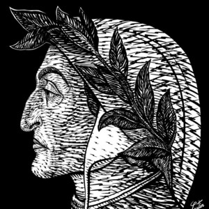 DANTE ALIGHIERI ink portrait  - POSTER - various sizes available! print drawing art writer poet poetry author divina commedia comedia comedy