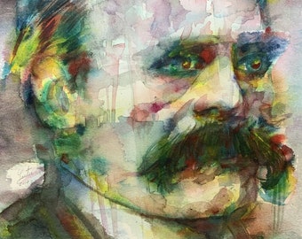 FRIEDRICH NIETZSCHE watercolor portrait - POSTER - various sizes available ! art print poetry book zarathustra poet works writing writer
