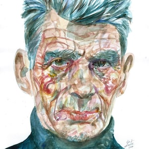 Portrait à l&#39;aquarelle de SAMUEL BECKETT - POSTER - différentes tailles ! tableau imprimé godot