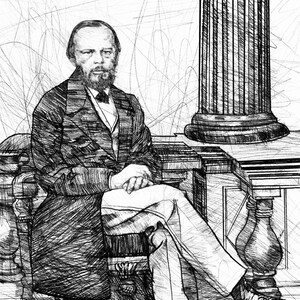FEODOR DOSTOEVSKY Bleistiftportrait - POSTER - verschiedene Größen erhältlich! art print zeichnung malerei schriftsteller arbeit karamazov dostoevskij fedor