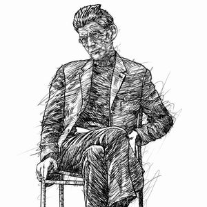 Portrait à l&#39;encre de SAMUEL BECKETT - POSTER - différentes tailles disponibles ! art impression dessin peinture écrivain livre auteur dramaturge godot théâtre