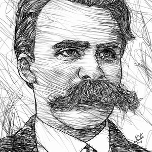 FRIEDRICH NIETZSCHE ink portrait - POSTER - various sizes available! art print painting drawing author writer book zarathustra illustration