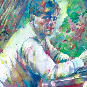 JACK LONDON writing - watercolor portrait - POSTER - various sizes available! art print