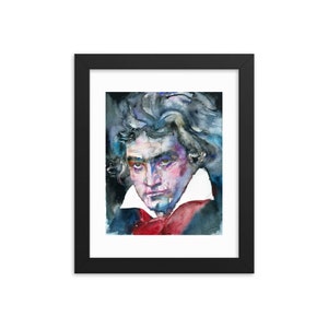 LUDWIG VAN BEETHOVEN watercolor portrait - Framed poster - various sizes! art print classical musician music painting composer symphony