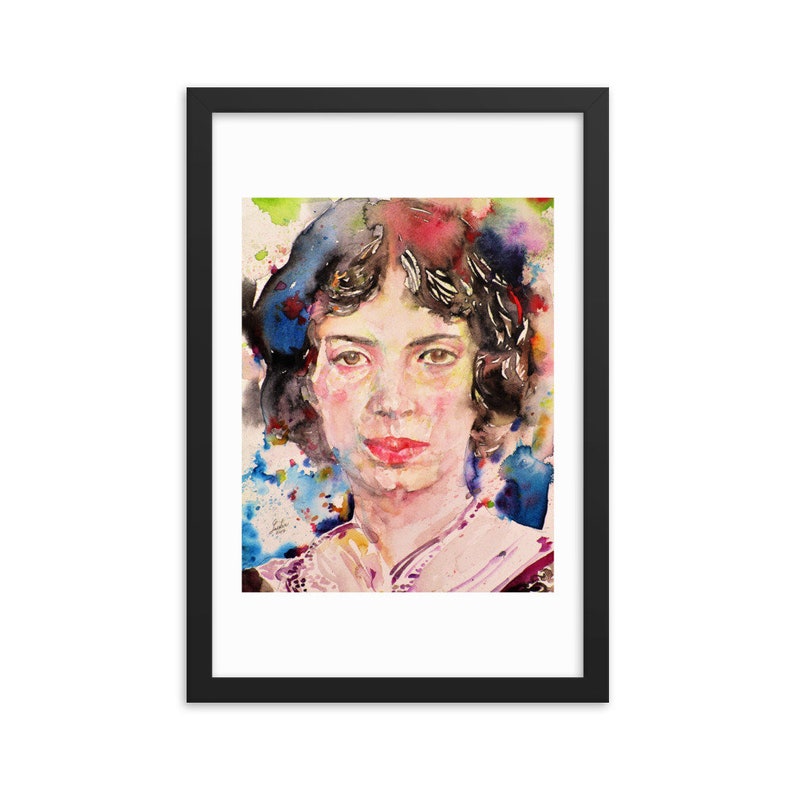 FRAMED poster various sizes available art print EMILY DICKINSON watercolor portrait