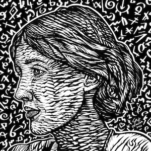 VIRGINIA WOOLF ink portrait  - POSTER - various sizes available! art print drawing writer author book work modernism modernist