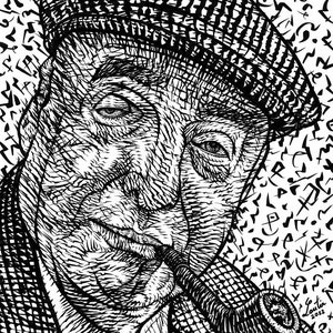 PABLO NERUDA ink portrait  - POSTER - various sizes available! print drawing poster poet poetry chile