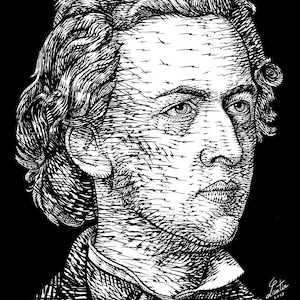 FREDERIC CHOPIN ink portrait  - POSTER - various sizes available! print drawing art composer piano pianist virtuoso romantic