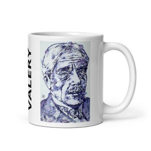 MUG - PAUL VALERY watercolor portrait - various sizes! breakfast coffee cup art print painting writer poet philosopher mugs illustration