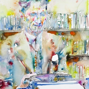 GEORGE ORWELL watercolor portrait - POSTER - various sizes available - print!
