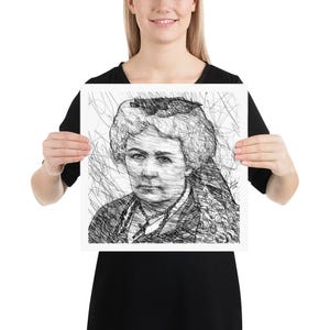 Elizabeth CADY STANTON ink portrait - POSTER - various sizes available! art print drawing painting illustration writer activist