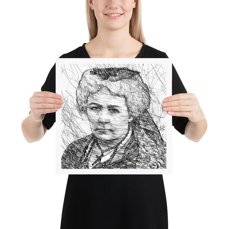 Elizabeth CADY STANTON ink portrait - POSTER - various sizes available! art print drawing painting illustration writer activist