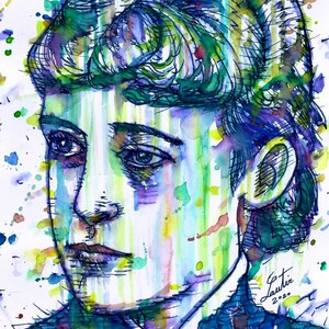 EDITH WHARTON watercolor and ink portrait  - POSTER - various sizes ! art print