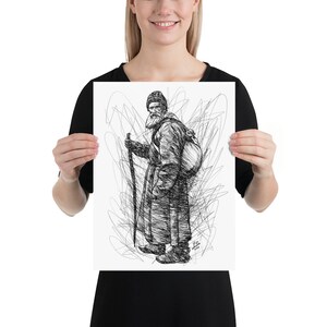 LEO TOLSTOY ink portrait - POSTER -various sizes available! art print lev drawing painting writer book author writing karenina war and peace