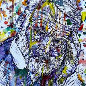 VICTOR HUGO watercolor and ink portrait - POSTER - various sizes available! art print painting drawing writer author writing illustration