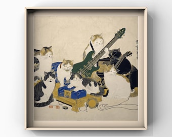 Guitarist Cats Art Print – Japanese Rock Band Illustration (Digital Download)