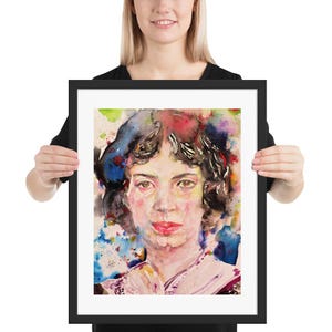 EMILY DICKINSON watercolor portrait - FRAMED poster - various sizes! art print painting illustration drawing poet poetry writer