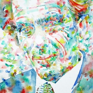 Retrato acuarela ALDOUS HUXLEY - POSTER - varios tamaños! Impresión artística