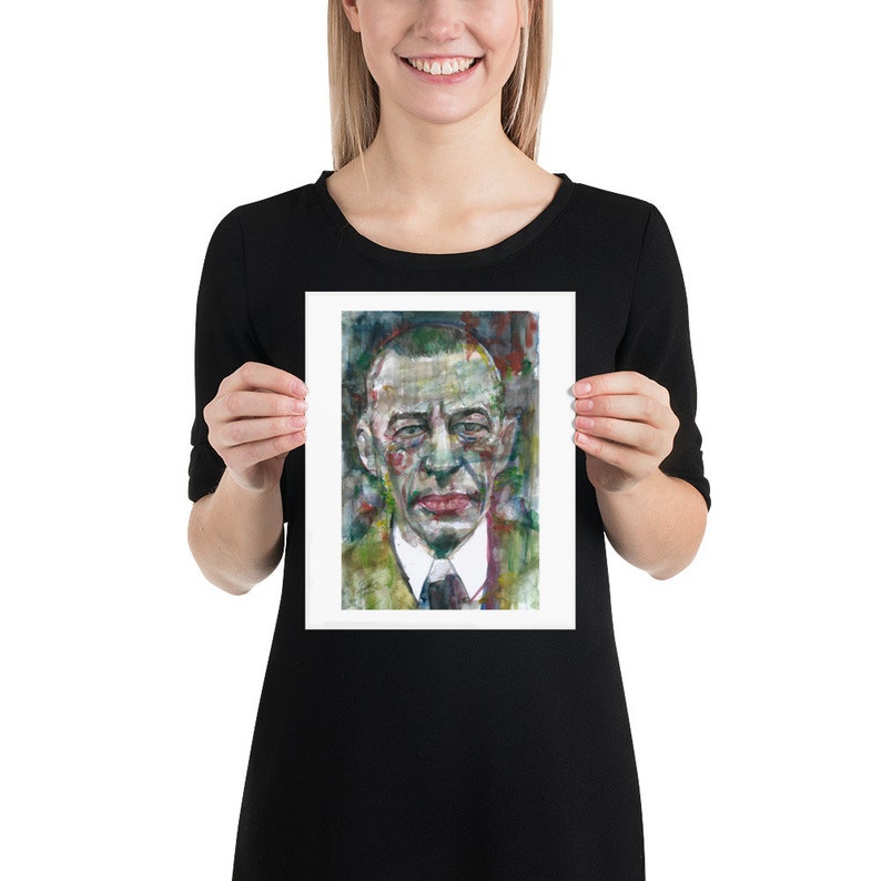 SERGEI RACHMANINOFF watercolor portrait poster various sizes art print image 2