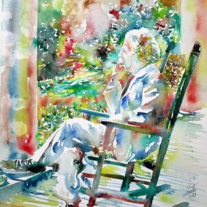MARK TWAIN watercolor portrait - POSTER - various sizes! art print