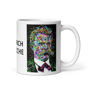 MUG - FRIEDRICH NIETZSCHE portrait - various sizes available! white glossy mugs cup cups of coffee breakfast print zarathustra