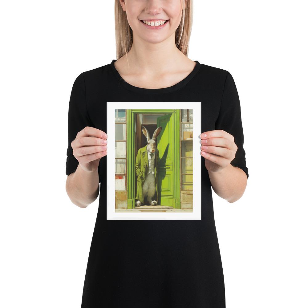 Dapper Rabbit Green Trench Coat Poster Print, Whimsical Fantasy Wall ...