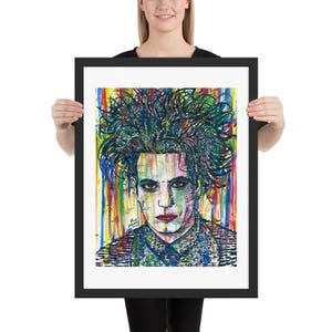 ROBERT SMITH watercolor and ink portrait - FRAMED poster - various sizes! print painting the cure band