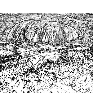 ULURU -  AYERS Rock  - ink painting - POSTER - various sizes available! art print drawing australia australian desert monolith sandstone