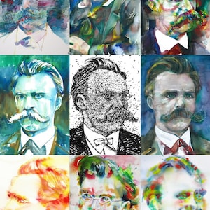 Nine Times FRIEDRICH NIETZSCHE - collage POSTER painting - various sizes ! art print