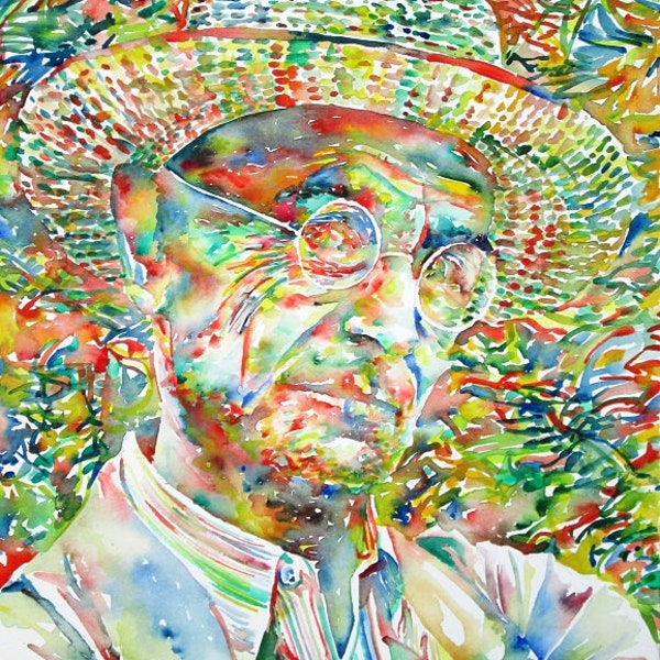 HERMANN HESSE watercolor portrait -  POSTER - various sizes! art print siddhartha