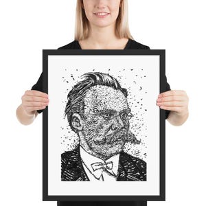 FRIEDRICH NIETZSCHE ink portrait - FRAMED poster -various sizes! art print painting drawing author writer book zarathustra illustration